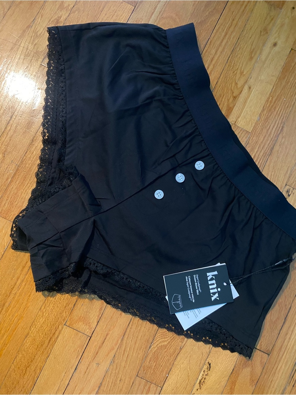 Knix leakproof Black Lace-Trim Boxer Shorts - Picture 3 of 6
